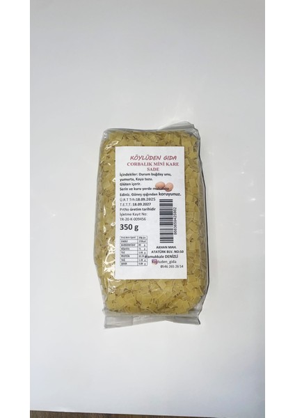 Çorbalık Mini Kare Sade Erişte 350GR