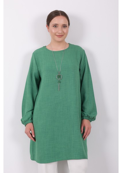 Yazlık Kadın Tunik Günlük Ince Sofia Keten Kolyeli Tunik