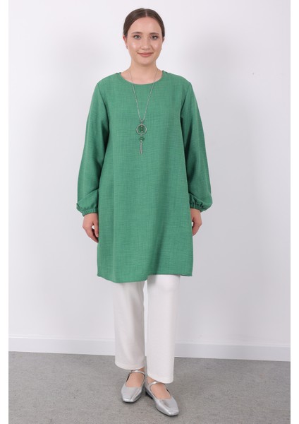 Yazlık Kadın Tunik Günlük Ince Sofia Keten Kolyeli Tunik modelleri