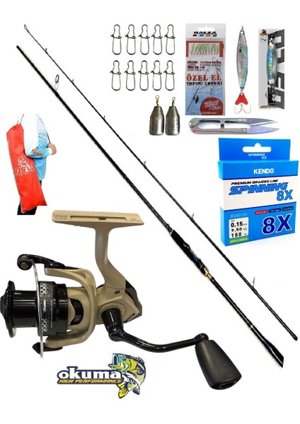 Okuma Outrax 4000 210CM 20-40GR Remixon Double Black Spin Olta Takımı Seti