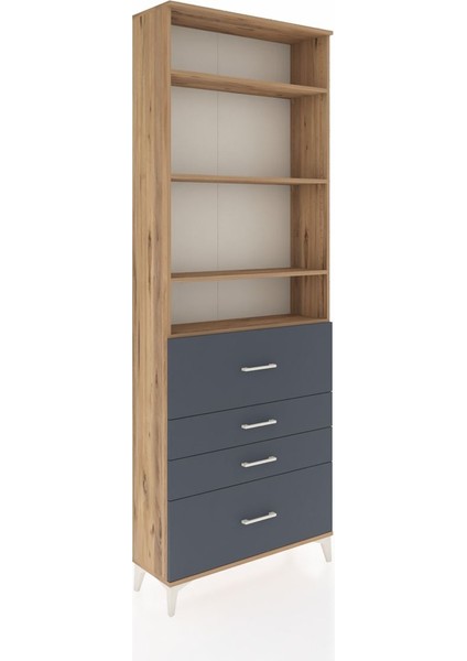 Arges Dolap 4 Raflı 4 Çekmeceli 88X30X243 Çam-Antrasit fiyatları