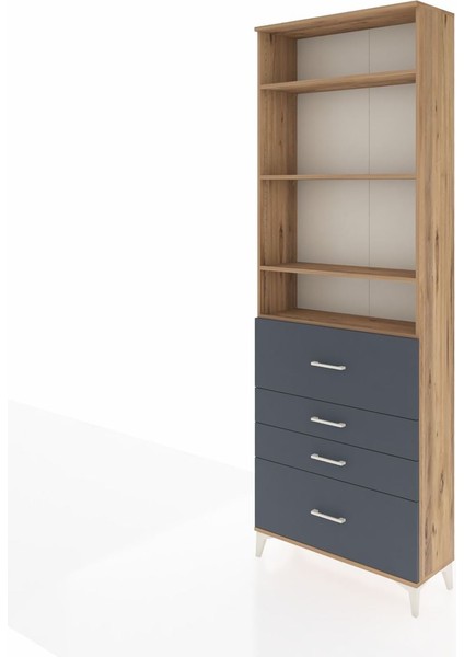 Arges Dolap 4 Raflı 4 Çekmeceli 88X30X243 Çam-Antrasit modelleri