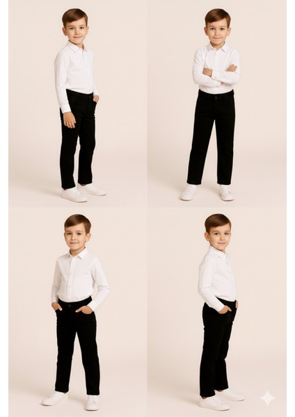 Çocuk Siyah Gabardin Pantolon | %100 Pamuk & Hafif Likralı modelleri