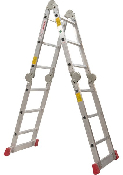 Dört Kırmalı Akrobat Merdiven 4x3 Basamaklı 3.75 Metre