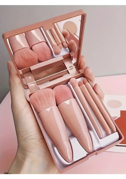 Aynalı 5'li Makyaj Fırça Seti | Taşınabilir Göz Farı, Fondöten, Allık Karıştırma Dudak Kaş Kapatıcı fiyatları