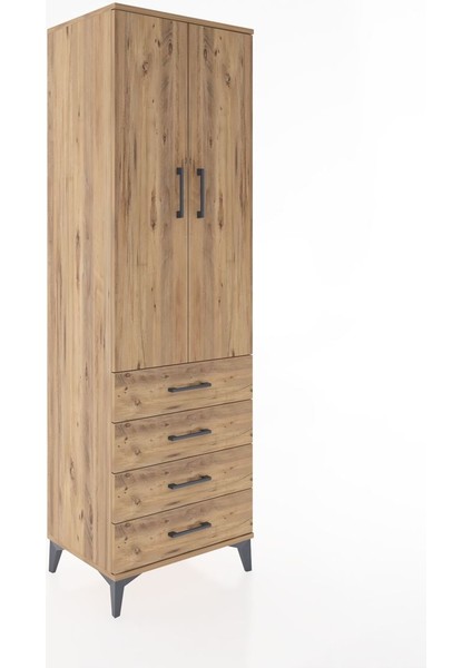 Hyperion Dolap 4 Raflı 4 Çekmeceli 2 Kapaklı 60X44X195 Çam-Çam fiyatları