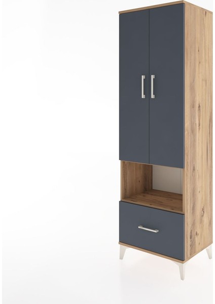 Hyperion Dolap 5 Raflı Tek Çekmeceli 2 Kapaklı 60X44X195 Çam-Antrasit modelleri