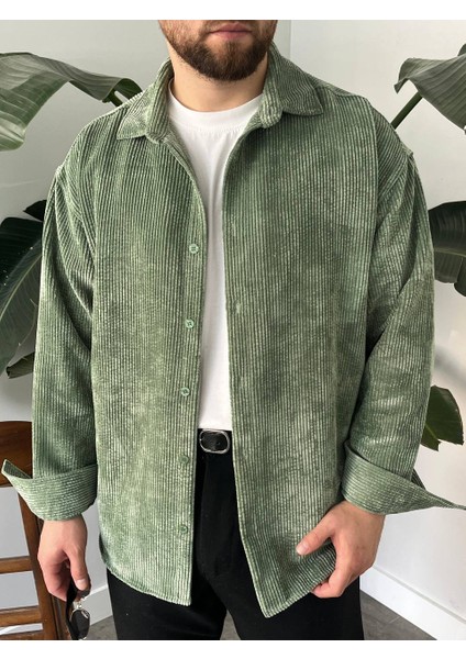 Bayaygün 5103 Oversize Kadife Gomlek _yeşil fiyatları