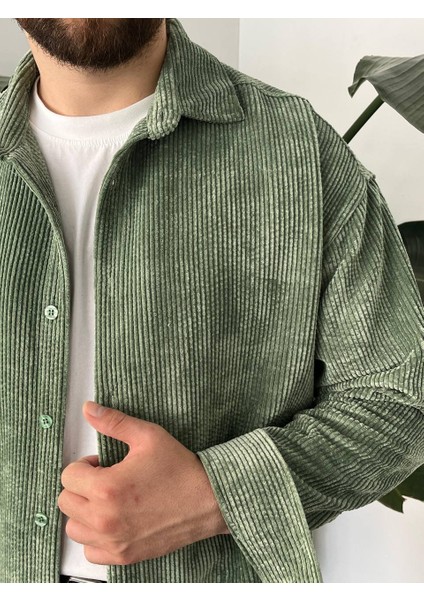 Bayaygün 5103 Oversize Kadife Gomlek _yeşil modelleri