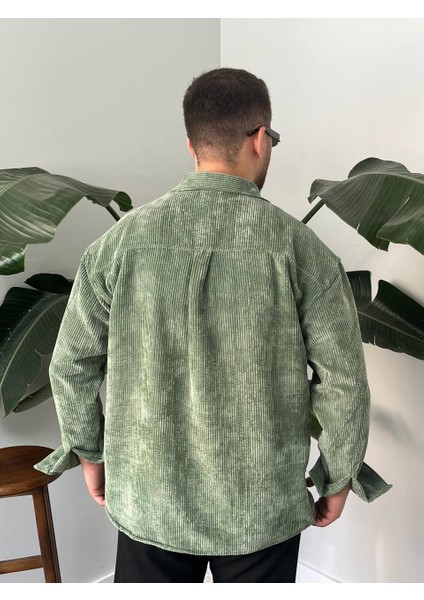 Bayaygün 5103 Oversize Kadife Gomlek _yeşil fırsatları