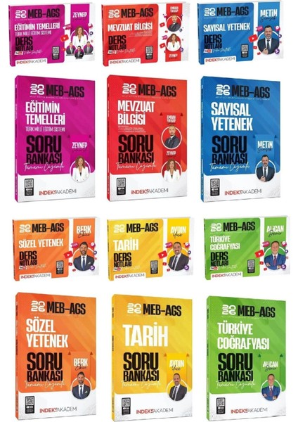 2026 Meb-Ags Akademisi Tüm Dersler Ders Notları + Soru Bankası 12 Li Set Indeks Akade