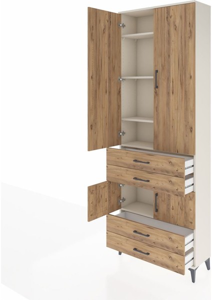 Arges Dolap 5 Raflı 4 Çekmeceli 4 Kapaklı 88X30X243 Aytaşı-Çam fırsatları