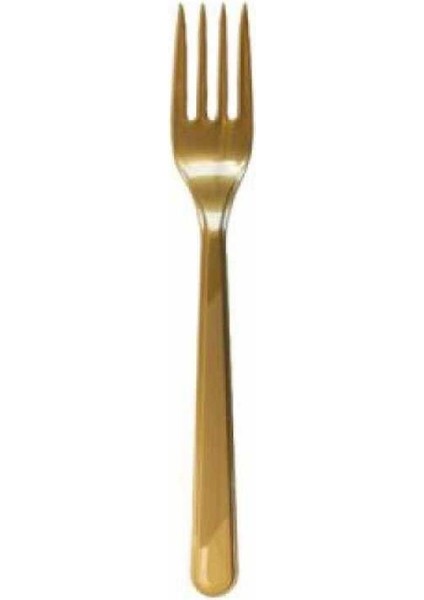 25 Adet Gold Renkli Çatal Sert Dayanaklı Plastik Lüks Kullan At Altın Sarısı Doğum Günü Parti Çatalı
