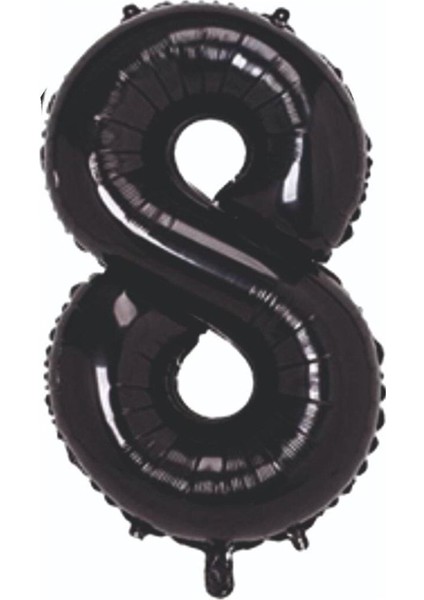 Folyo Balon 8 Rakamı Helyum Balon 76 cm Siyah Renk - 8 Yaş Balonu - 8 Yaş Balon -8 Rakam Balon