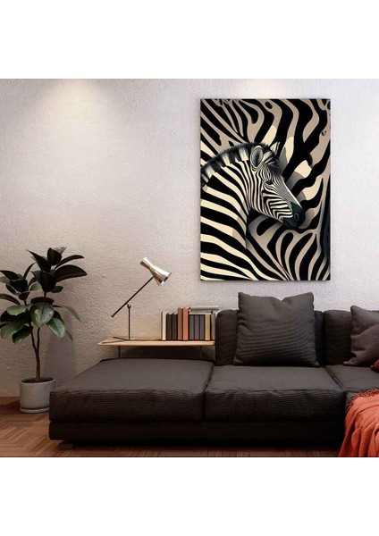“zebra Portresi – Siyah Beyaz Modern Sanat Tablosu”