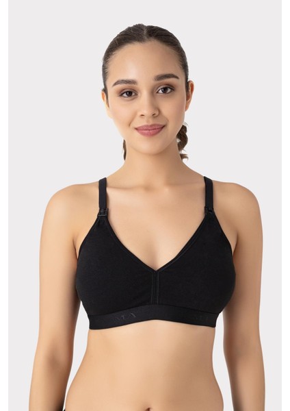 Çıkarılabilir Pedli Emzirme Sütyeni 3'lü Set Siyah Pamuklu Göğüs Ucu Belli Etmez fırsatları