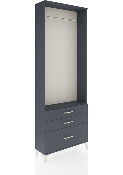 Arges Dolap Tek Raflı 3 Çekmeceli Tek Askılı 88X30X243 Antrasit-Antrasit fiyatları