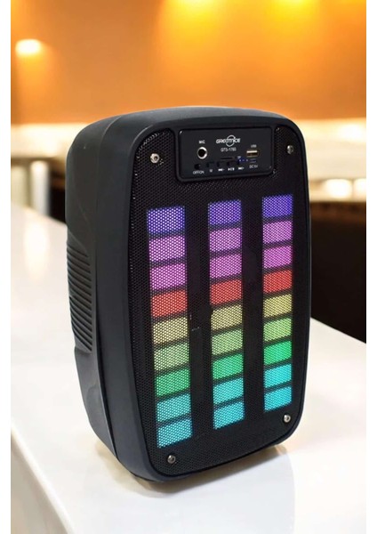 Wizard Kablosuz Bluetooth Hoparlör Taşınabilir 6.5 Inç LED Işık Kareoke fırsatları