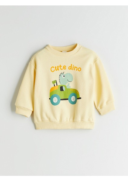 Yeni Sezon Bisiklet Yaka Baskılı Erkek Çocuk Sweatshirt