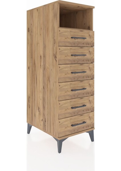 Kronos Dolap Tek Raflı 6 Çekmeceli 44X59X134 Çam-Çam fiyatları