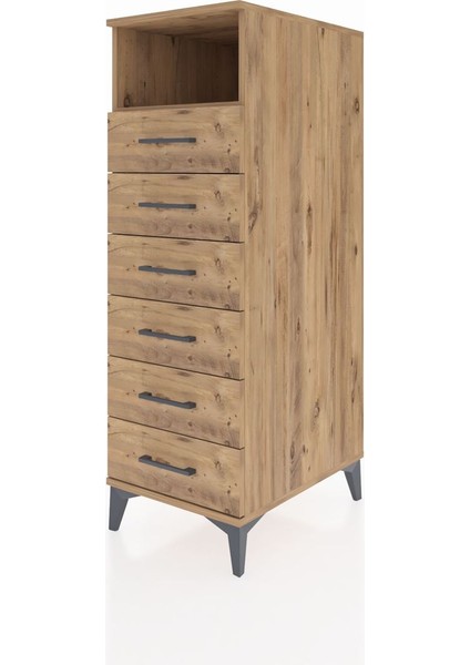 Kronos Dolap Tek Raflı 6 Çekmeceli 44X59X134 Çam-Çam modelleri