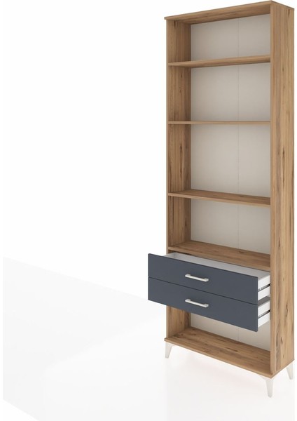 Arges Dolap 4 Raflı 2 Çekmeceli 88X30X243 Çam-Antrasit fırsatları