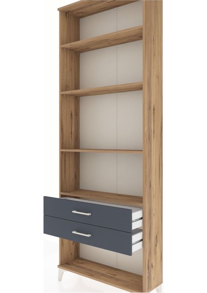 Arges Dolap 4 Raflı 2 Çekmeceli 88X30X243 Çam-Antrasit indirimleri