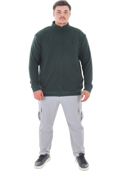 Erkek Büyük Beden 122-158 Kilo Arası Için Uygun Pamuklu Geniş Kalıp Dik Yaka Fermuarlı Sweat Mont modelleri