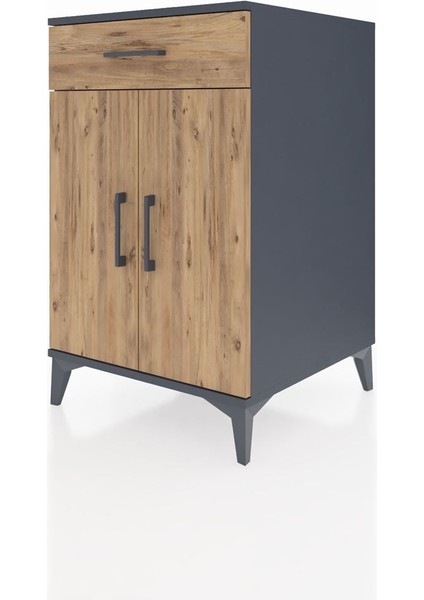 Kronos Komodin 2 Raflı Tek Çekmeceli 2 Kapaklı 60X59X96 Antrasit-Çam modelleri