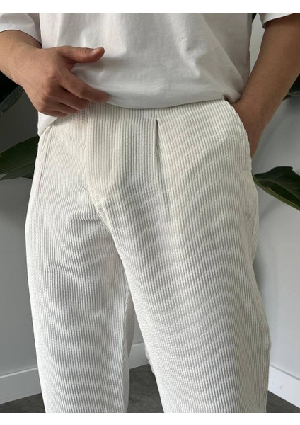 Bayaygun 5113 Baggy Fitilli Kadife Pantolon_beyaz fiyatları