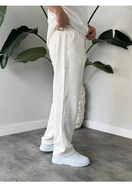 Bayaygun 5113 Baggy Fitilli Kadife Pantolon_beyaz fırsatları