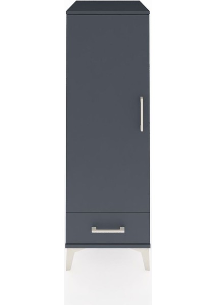 Kronos Dolap 3 Raflı Tek Çekmeceli Tek Kapaklı 44X59X134 Antrasit-Antrasit