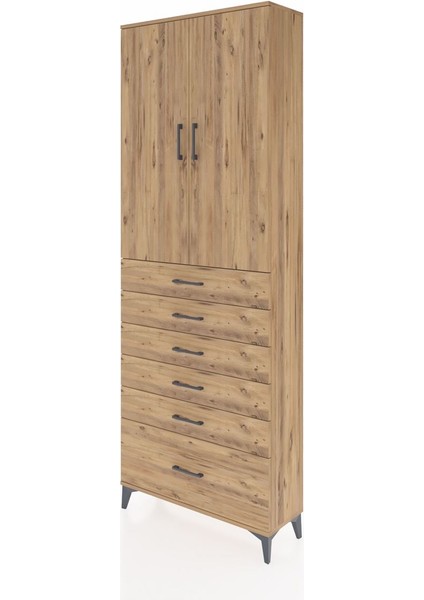 Arges Dolap 3 Raflı 6 Çekmeceli 2 Kapaklı 88X30X243 Çam-Çam modelleri