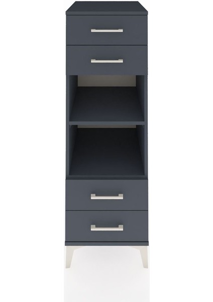 Kronos Dolap 2 Raflı 4 Çekmeceli 44X59X134 Antrasit-Antrasit