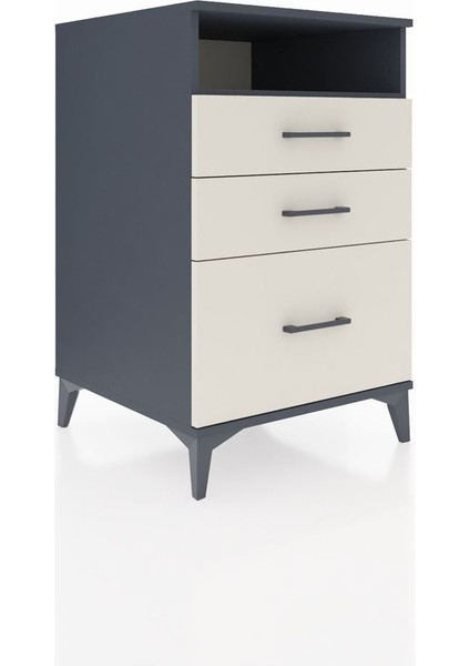 Kronos Komodin Tek Raflı 3 Çekmeceli 60X59X96 Antrasit-Aytaşı fiyatları