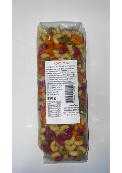 Köylüden Sebzeli Dirsek Erişte 350GR