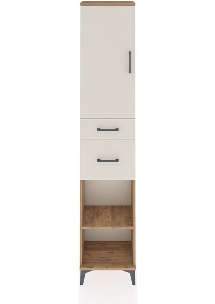 Arges Dolap 4 Raflı 2 Çekmeceli Tek Kapaklı 44X30X221 Çam-Aytaşı