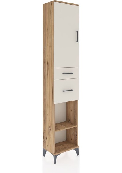 Arges Dolap 4 Raflı 2 Çekmeceli Tek Kapaklı 44X30X221 Çam-Aytaşı fiyatları