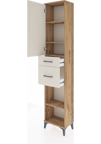 Arges Dolap 4 Raflı 2 Çekmeceli Tek Kapaklı 44X30X221 Çam-Aytaşı fırsatları