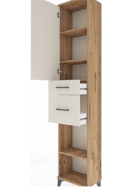 Arges Dolap 4 Raflı 2 Çekmeceli Tek Kapaklı 44X30X221 Çam-Aytaşı indirimleri