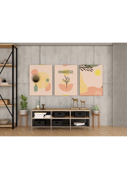 Modern Boho 3'lü Set - Kanvas Tablo - Soyut Pastel Duvar Dekoru fiyatları