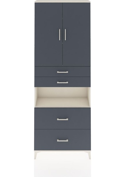 Arges Dolap 4 Raflı 4 Çekmeceli 2 Kapaklı 88X30X243 Aytaşı-Antrasit