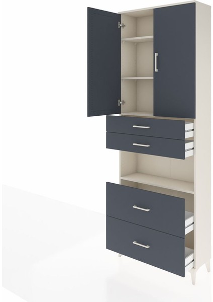 Arges Dolap 4 Raflı 4 Çekmeceli 2 Kapaklı 88X30X243 Aytaşı-Antrasit fırsatları