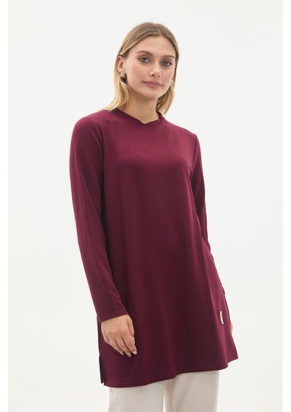 Kristal Bisiklet Yaka Armalı Uzun Tunik