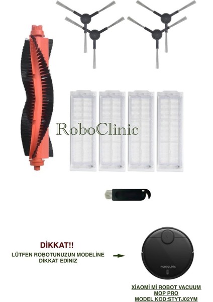 Xiaomi Mi Robot Vacuum Mop Pro Siyah Robot Süpürge Uyumlu (M.Kod:STYJO2YM) Yedek Fırça, Hepa Filtre - 10 Parça