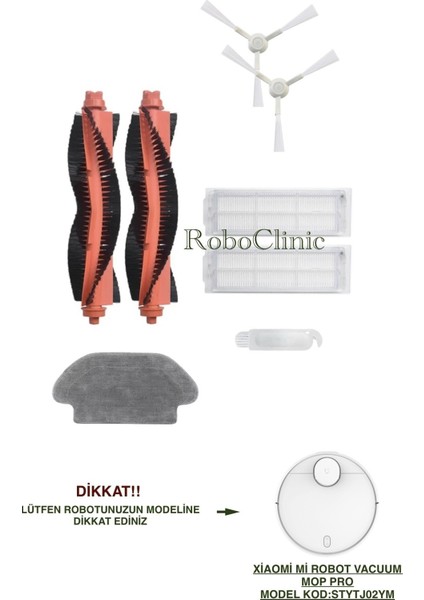 Xiaomi Mi Robot Vacuum Mop Pro Beyaz Robot Süpürge Uyumlu (M.Kod:STYJO2YM) Fırça, Hepa Filtre, Mop - 8 Parça