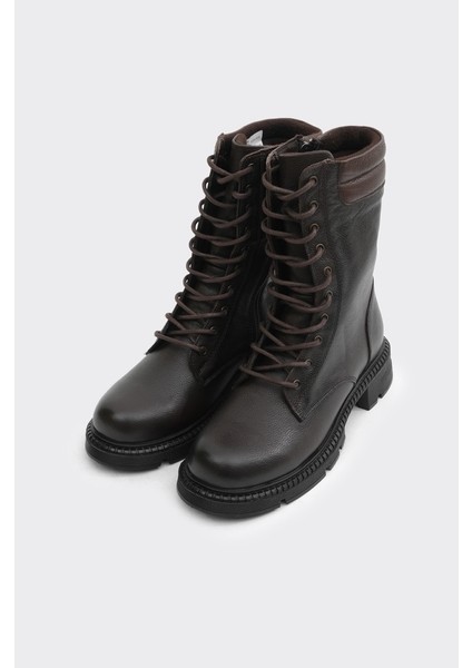 Fermuarlı Bağcıklı Hakiki Deri Kadın Uzun Bot fiyatları