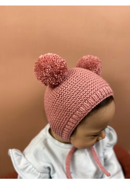 Ponponlu El Örgüsü Unisex Bebek/çocuk Bere