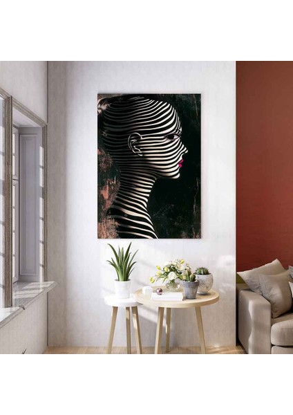 “zarafet - Siyah Beyaz Çizgisel Modern Sanat”