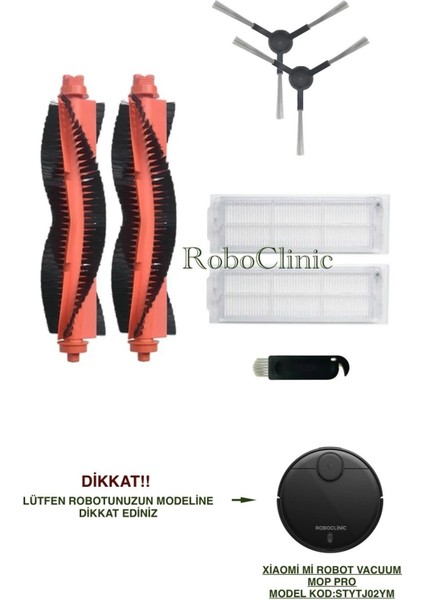 Xiaomi Mi Robot Vacuum Mop Pro Siyah Robot Süpürge Uyumlu (M.Kod:STYJO2YM) Yedek Fırça, Hepa Filtre - 7 Parça